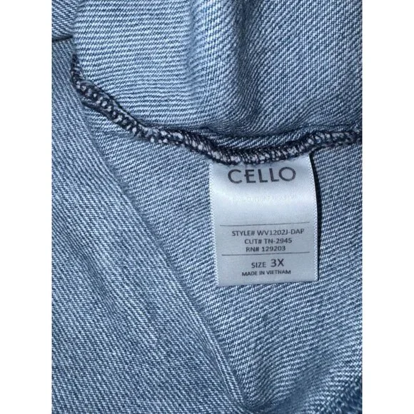 Distressed Cello Denim Jacket Vintage Blue Frayed Edges Size 3X - Picture 3 of 9